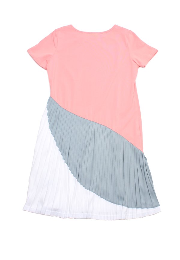 Colour Block Ladies Pleated Ladies Dress PINK