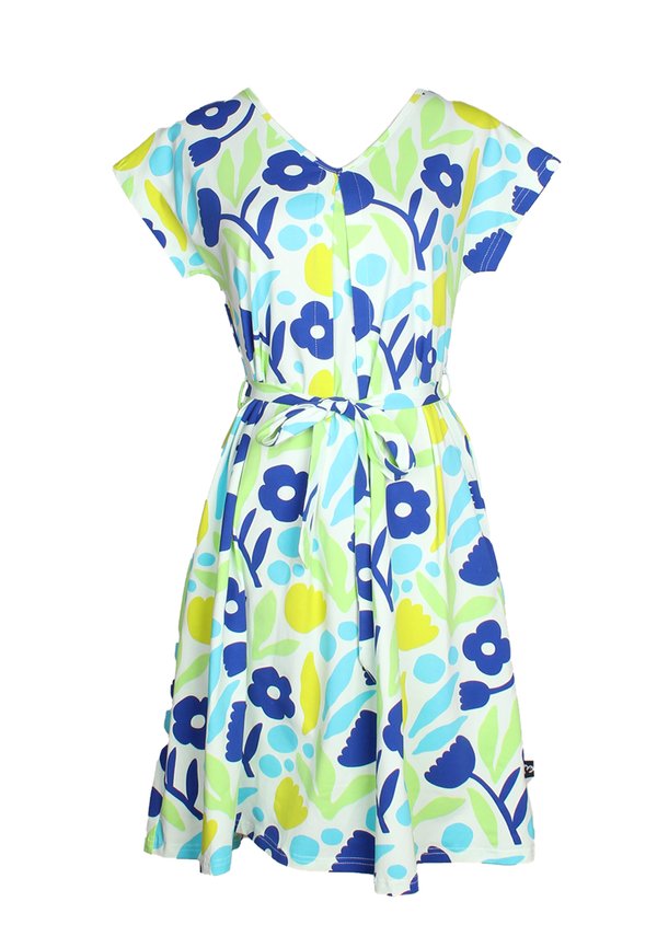 Abstract Flower Premium Ladies Flare Dress GREEN