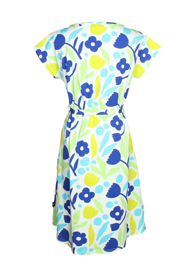 Abstract Flower Premium Ladies Flare Dress GREEN