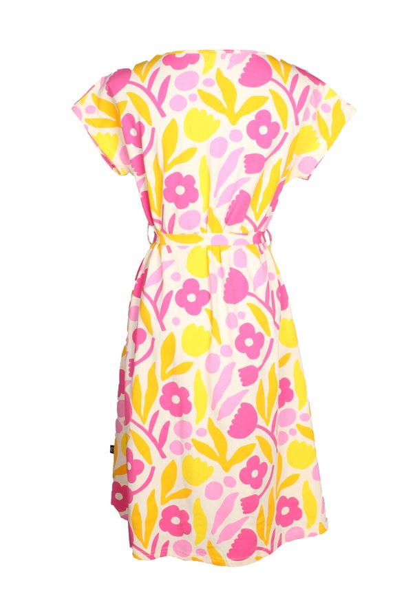 Abstract Flower Premium Ladies Flare Dress YELLOW