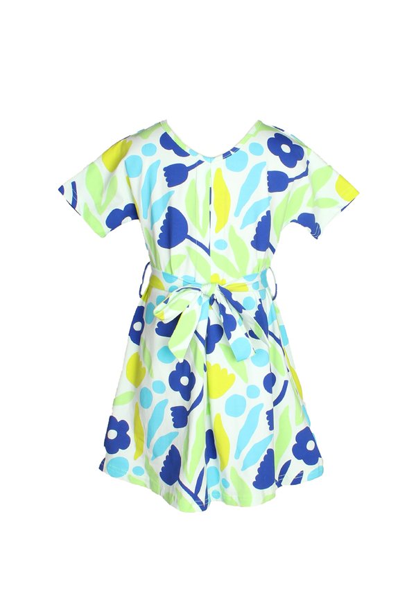 Abstract Flower Premium Girl's Flare Dress GREEN