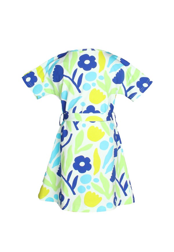 Abstract Flower Premium Girl's Flare Dress GREEN