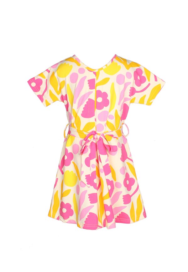 Abstract Flower Premium Girl's Flare Dress YELLOW