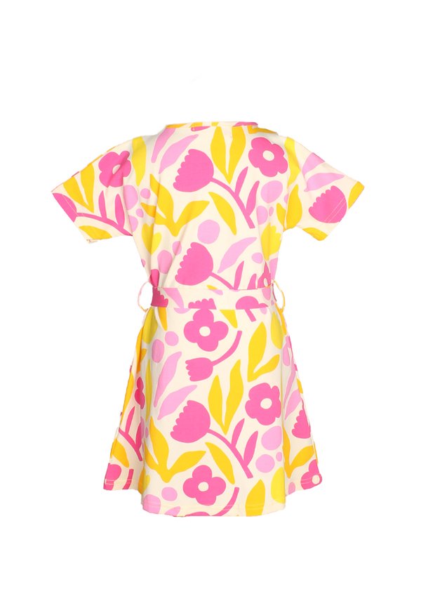 Abstract Flower Premium Girl's Flare Dress YELLOW