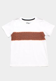 Japanese Motif Panel Prints Boy's T-Shirt BLACK