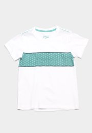 Japanese Motif Panel Prints Boy's T-Shirt CYAN