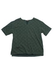 Sashiko Square Ladies' Blouse GREEN
