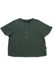 Sashiko Square Button Top Ladies' Blouse GREEN