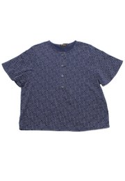 Sashiko Square Button Top Ladies' Blouse NAVY