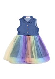 Denim Girl's Bubble Dress NAVY