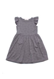 Sashiko Wave Girl's Dress GREY