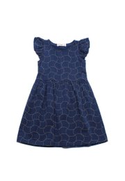 Sashiko Wave Girl's Dress NAVY