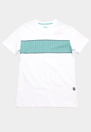Japanese Motif Panel Prints Men's T-Shirt CYAN