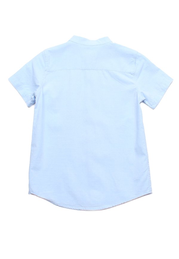Wave Pocket Mandarin Collar Short Sleeve Boy's Shirt BLUE