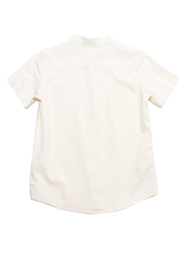 Wave Pocket Mandarin Collar Short Sleeve Boy's Shirt CREAM