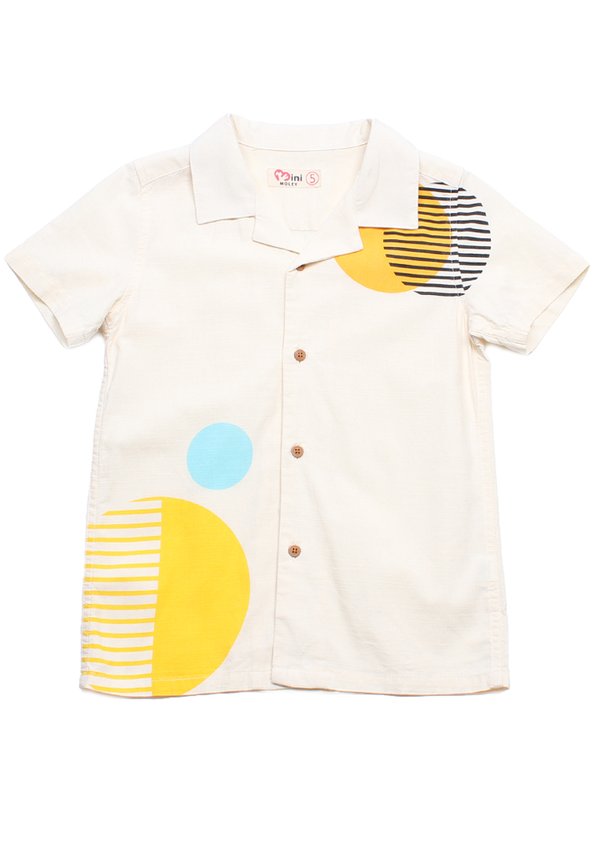 Circles Print Easy Short Sleeve Boy's Shirt CREAM
