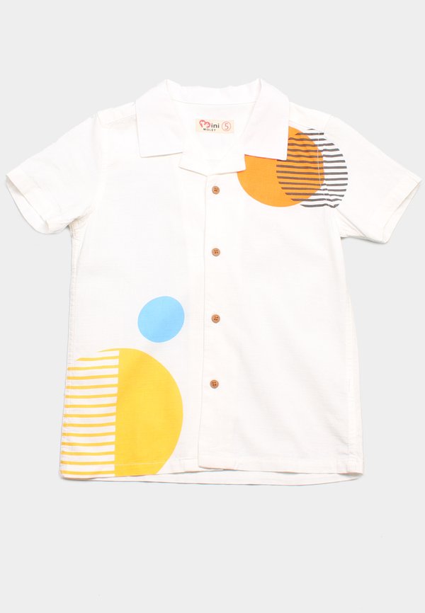 Circles Print Easy Short Sleeve Boy's Shirt WHITE