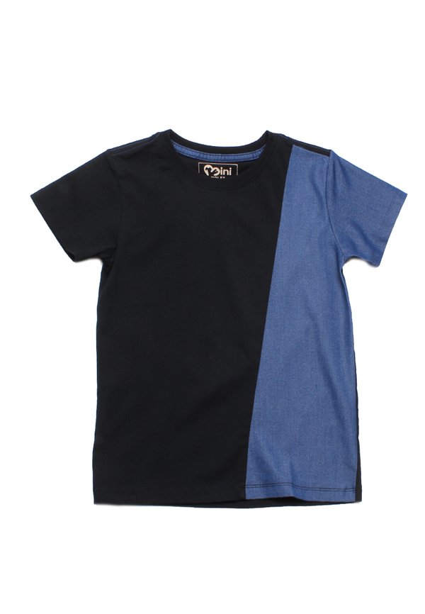 Denim Panel Boy's T-Shirt BLACK