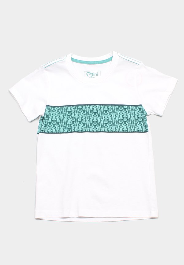 Japanese Motif Panel Prints Boy's T-Shirt CYAN
