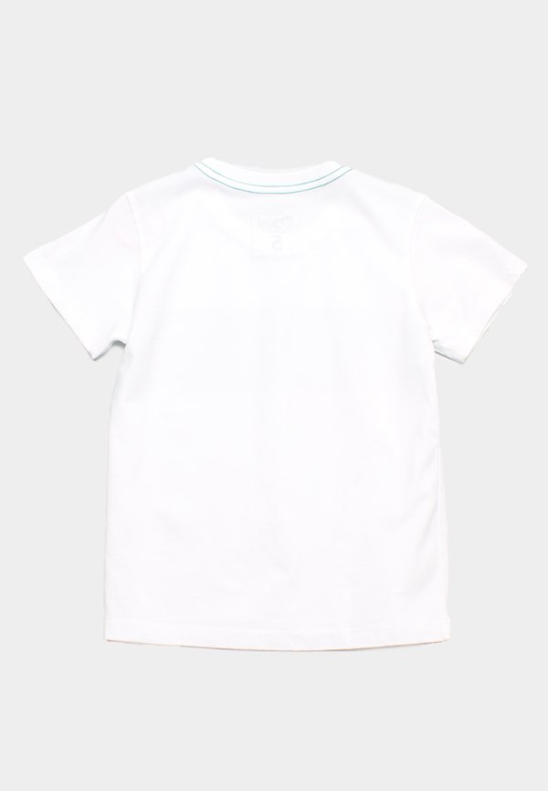 Japanese Motif Panel Prints Boy's T-Shirt CYAN