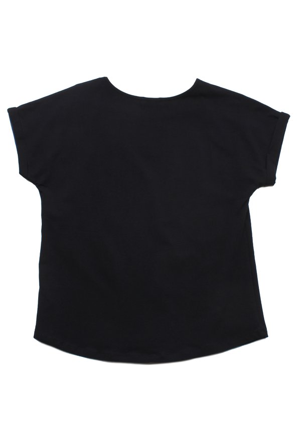 Denim Panel Ladies' Blouse BLACK