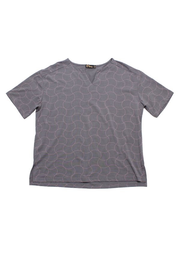 Sashiko Wave Ladies' Blouse GREY