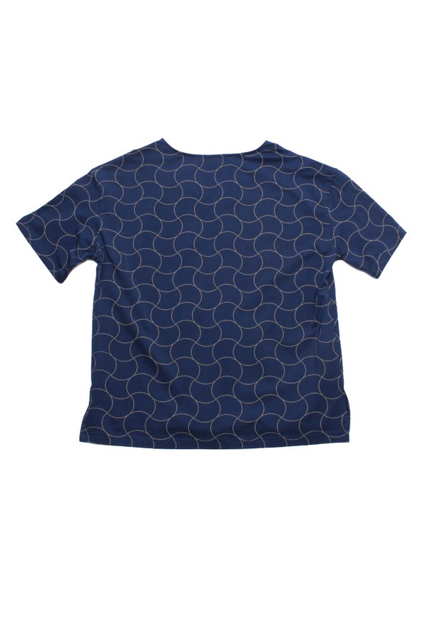 Sashiko Wave Ladies' Blouse NAVY