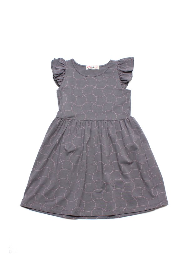 Sashiko Wave Girl's Dress GREY