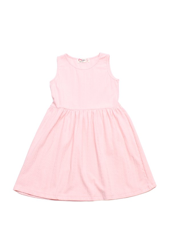 Vertical Textured Girl's Dress PINK