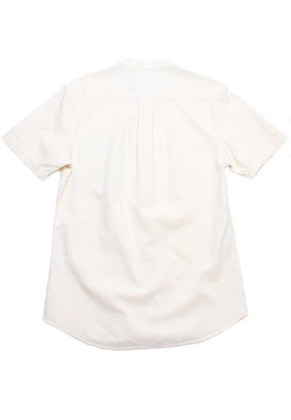 Wave Pocket Mandarin Collar Short Sleeve Men's Shirt CREAM