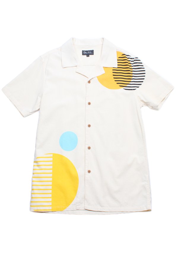 Circles Print Easy Short Sleeve Men's Shirt CREAM