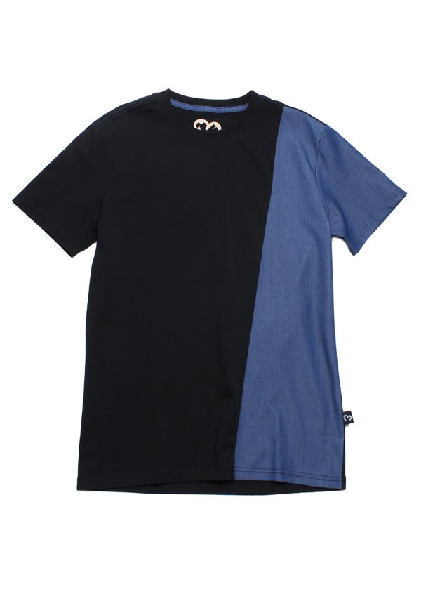 Denim Panel Men's T-Shirt BLACK