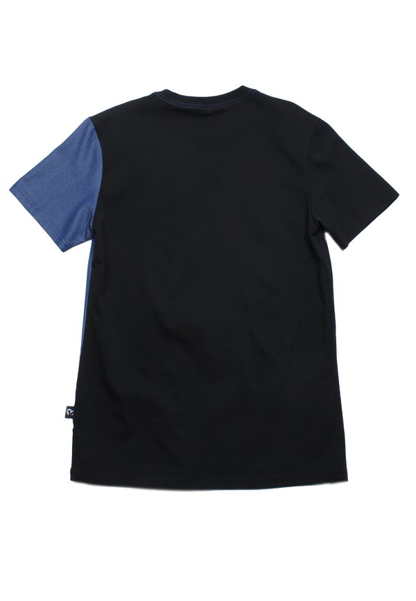 Denim Panel Men's T-Shirt BLACK