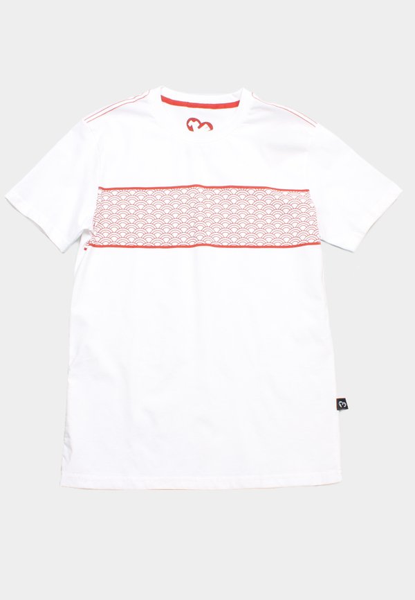 Japanese Motif Panel Prints Men's T-Shirt RED