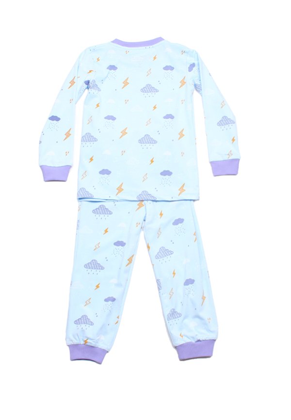 Weather Series Lightning Clouds Premium Kids' Pyjamas Set BLUE