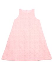 Patterned Design Tweed Linen Ladies' Shift Dress PINK