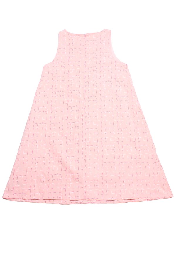Patterned Design Tweed Linen Ladies' Shift Dress PINK