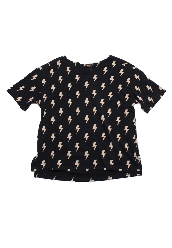 Lightning Print Ladies' Blouse BLACK