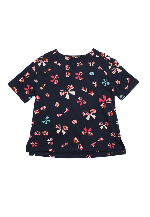 Butterfly Design Print Ladies' Blouse NAVY