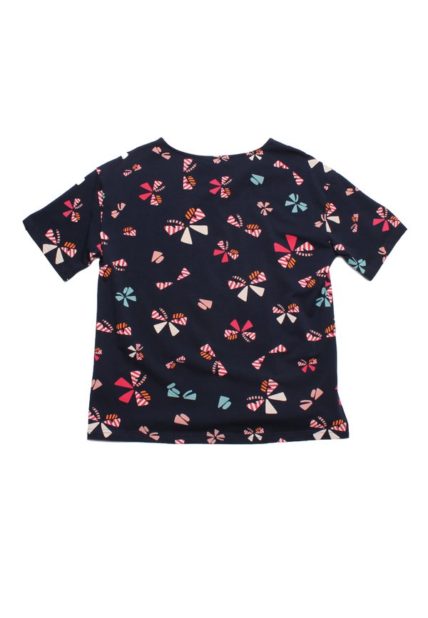 Butterfly Design Print Ladies' Blouse NAVY
