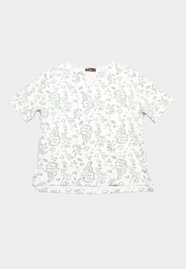 Mono Graffiti Floral Ladies' Blouse GREEN