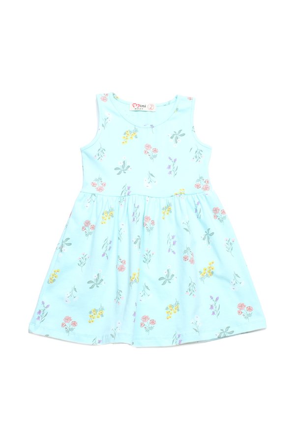 Pastel Floral Classic Girl's Dress CYAN