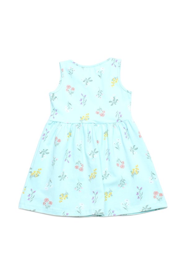 Pastel Floral Classic Girl's Dress CYAN