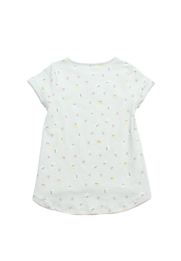 Petit Flora Ribbed Girl's T-Shirt GREEN