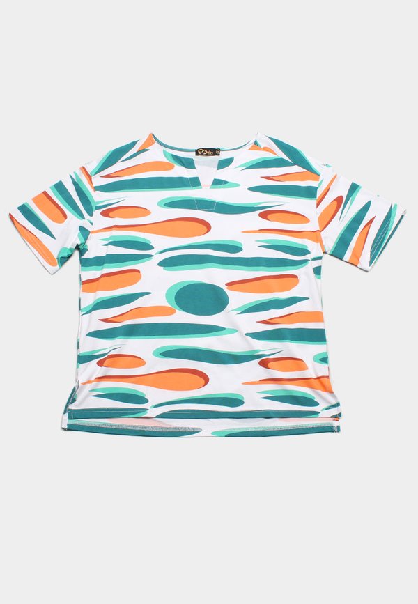 Bubbles Print Ladies' V Blouse WHITE