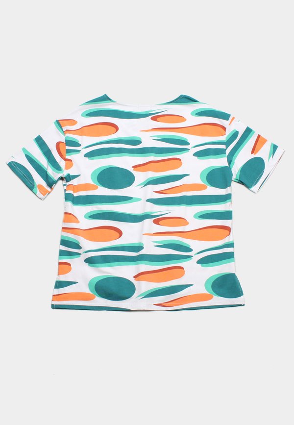 Bubbles Print Ladies' V Blouse WHITE