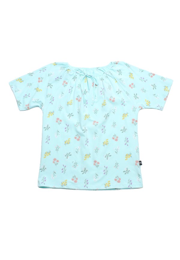 Pastel Floral String Top Ladies' Blouse CYAN