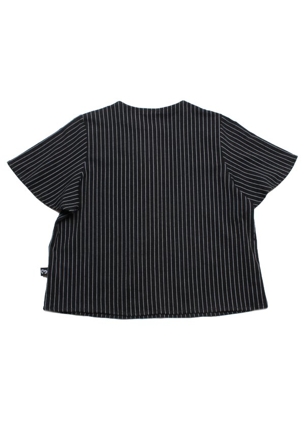 Vertical Stripes Button Top Ladies' Blouse BLACK