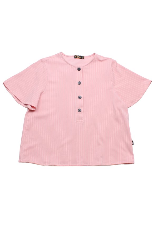 Vertical Stripes Button Top Ladies' Blouse PINK