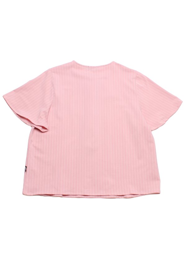 Vertical Stripes Button Top Ladies' Blouse PINK